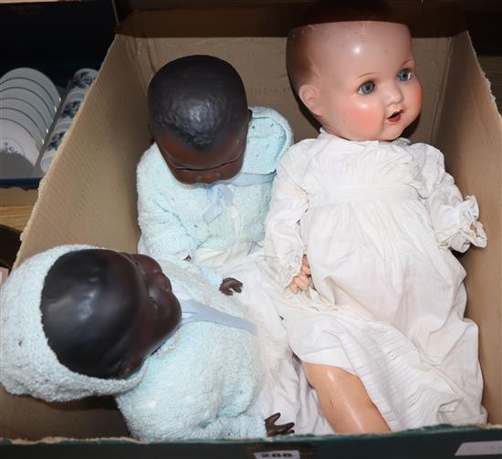 Armand Marseille black bisque My Dream Baby doll, mould 351, another mould 362 and a composition Armand Marseille doll